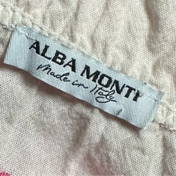 Alba Monti Made in Italy Embroidered Off The Shoulder Crop Blouse Small Pink - Picture 3 of 4